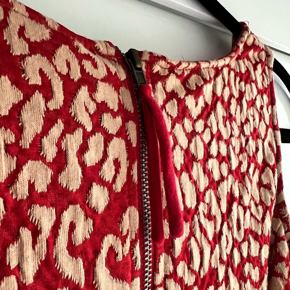 ANTHROPOLOGIE Maeve Caldera Red Animal Print Fit & Flare Dress - SzMedium - Picture 7 of 13